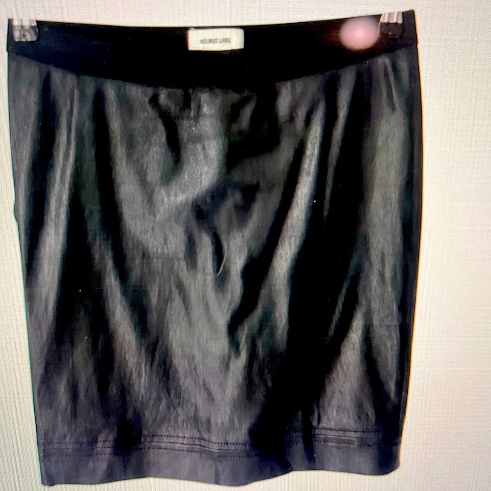 Helmut Lang Black Leather Mini Skirt